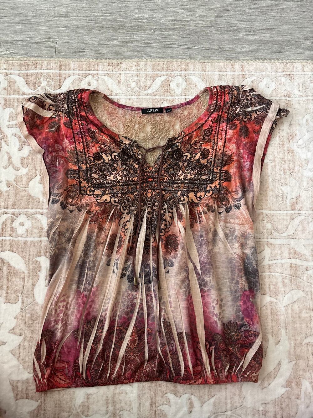 Apt 9 Boho Y2k Red Paisley Blouse